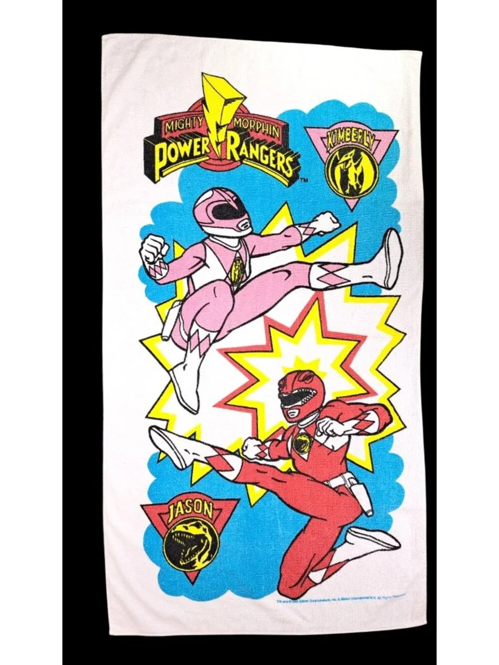 Vintage Mighty Morphin Power Rangers Beach Towel 1993 Jason Kimberly 30